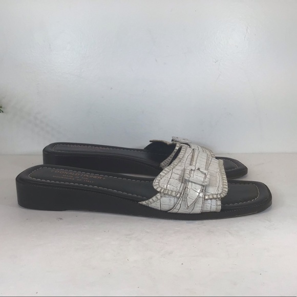 DONALD J PLINER MADE IN ITALY LEATHER CROC EMBOSSED SANDALS SZ 9 - Picture 6 of 14